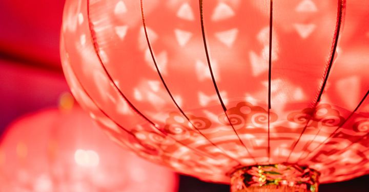 Local Events - Glowing red Chinese lantern for traditional event